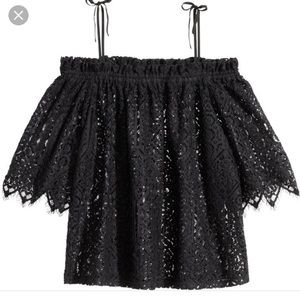 H&M black lace off the shoulder top size 14